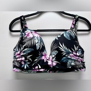 Shade & Shore Floral Print Women's Swimsuit Bra-like Top 38D Bikini